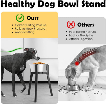 Adjustable Dog Bowl Stand, Tall Elevated Feeder for 7-10.6" Bowls, Metal Single Raised Holder, 11" Tall (Bowl Not Included)