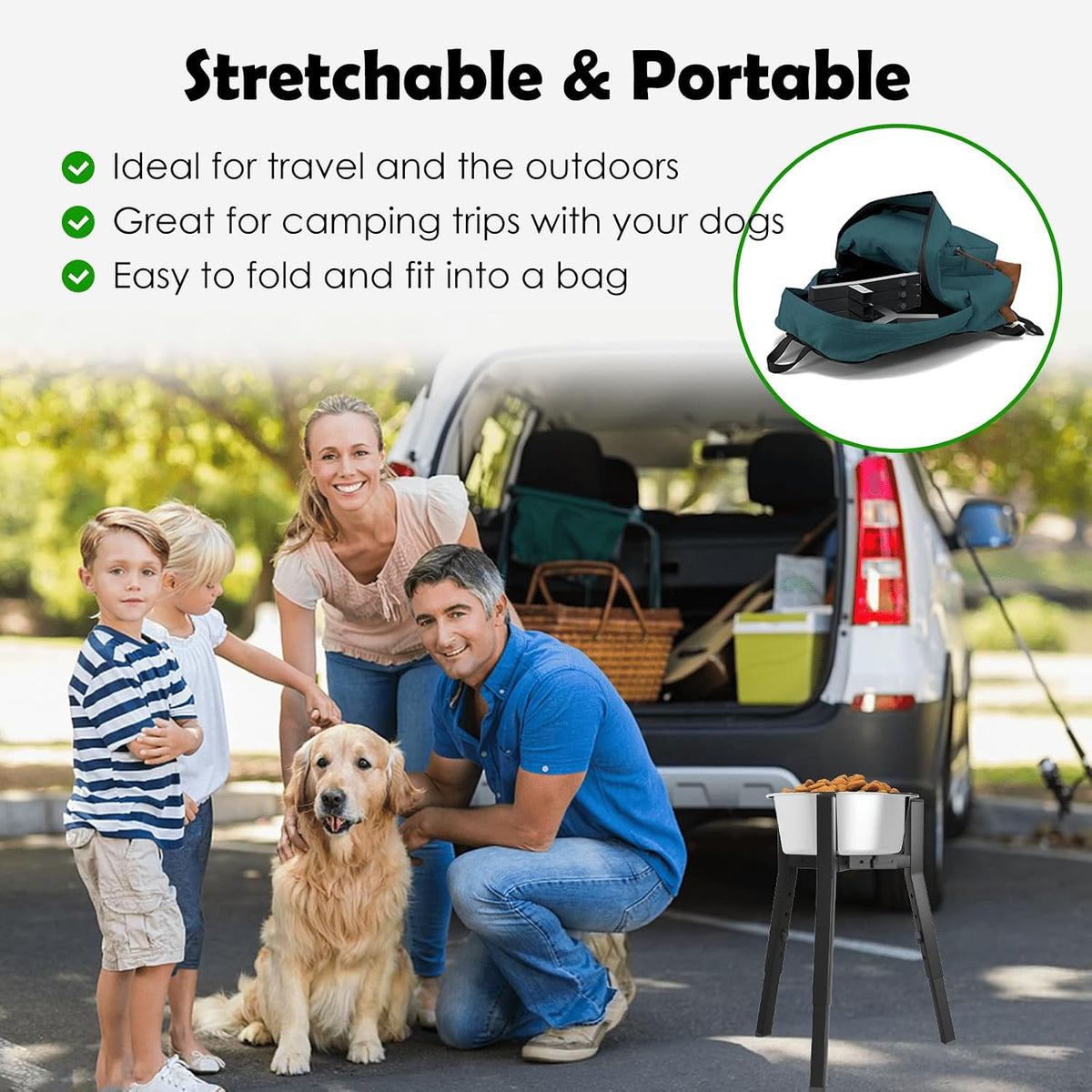 Adjustable Dog Bowl Stand, Tall Elevated Feeder for 7-10.6" Bowls, Metal Single Raised Holder, 11" Tall (Bowl Not Included)