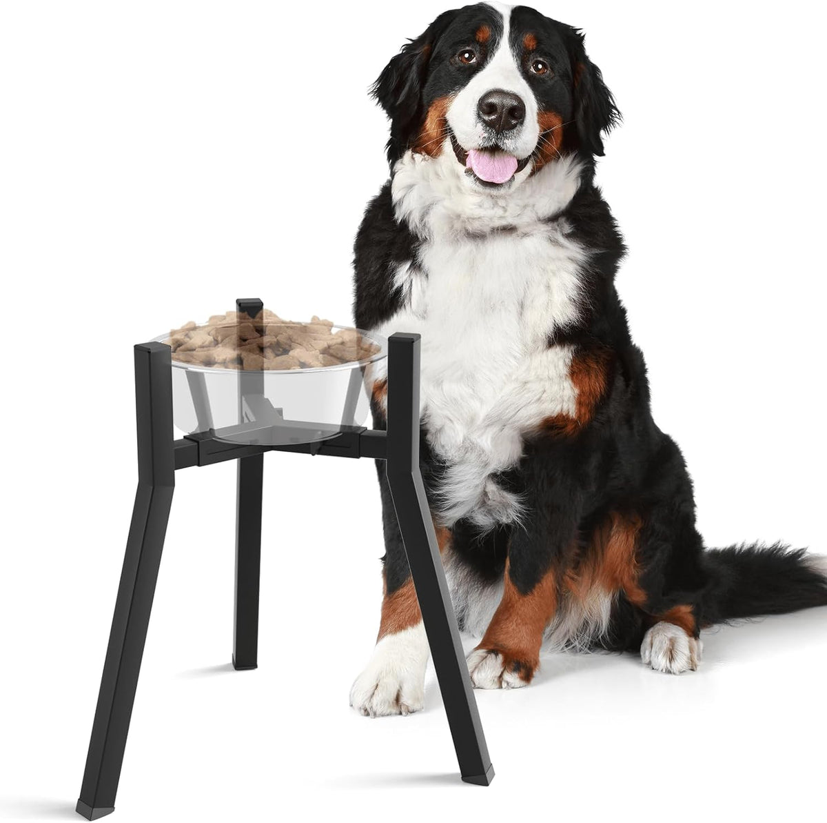 Adjustable Dog Bowl Stand, Tall Elevated Feeder for 7-10.6" Bowls, Metal Single Raised Holder, 11" Tall (Bowl Not Included)