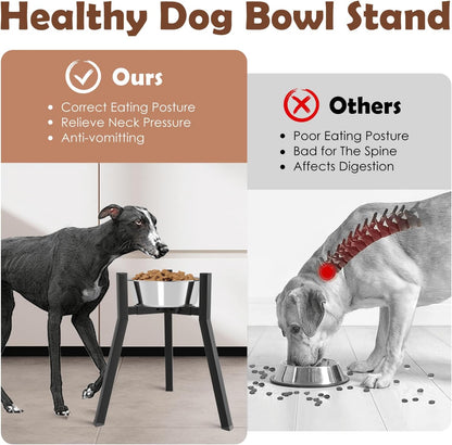 Adjustable Dog Bowl Stand, Tall Elevated Feeder for 7-10.6" Bowls, Metal Single Raised Holder, 11" Tall (Bowl Not Included)