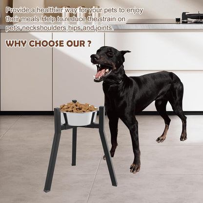 Adjustable Dog Bowl Stand, Tall Elevated Feeder for 7-10.6" Bowls, Metal Single Raised Holder, 11" Tall (Bowl Not Included)