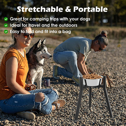 Adjustable Dog Bowl Stand, Tall Elevated Feeder for 7-10.6" Bowls, Metal Single Raised Holder, 11" Tall (Bowl Not Included)