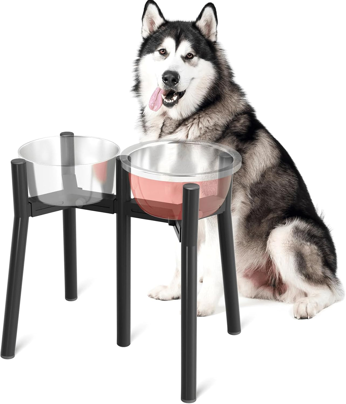 Adjustable Dog Bowl Stand, Tall Elevated Feeder for 7-10.6" Bowls, Metal Single Raised Holder, 11" Tall (Bowl Not Included)