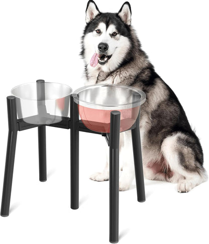 Adjustable Dog Bowl Stand, Tall Elevated Feeder for 7-10.6" Bowls, Metal Single Raised Holder, 11" Tall (Bowl Not Included)