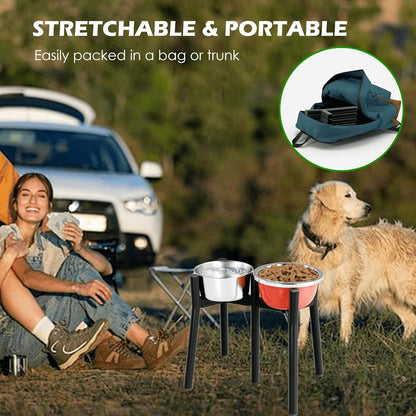 Adjustable Dog Bowl Stand, Tall Elevated Feeder for 7-10.6" Bowls, Metal Single Raised Holder, 11" Tall (Bowl Not Included)