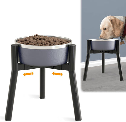 Adjustable Dog Bowl Stand, Tall Elevated Feeder for 7-10.6" Bowls, Metal Single Raised Holder, 11" Tall (Bowl Not Included)