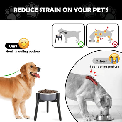 Adjustable Dog Bowl Stand, Tall Elevated Feeder for 7-10.6" Bowls, Metal Single Raised Holder, 11" Tall (Bowl Not Included)