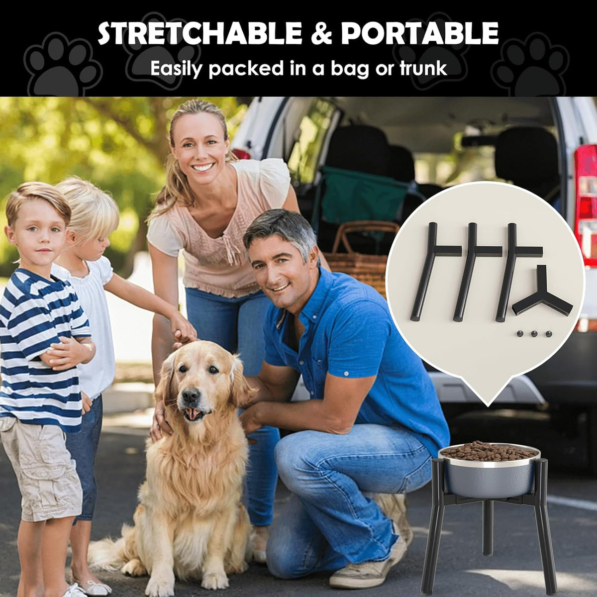 Adjustable Dog Bowl Stand, Tall Elevated Feeder for 7-10.6" Bowls, Metal Single Raised Holder, 11" Tall (Bowl Not Included)