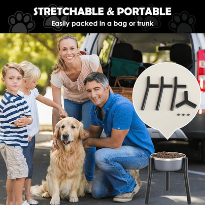 Adjustable Dog Bowl Stand, Tall Elevated Feeder for 7-10.6" Bowls, Metal Single Raised Holder, 11" Tall (Bowl Not Included)