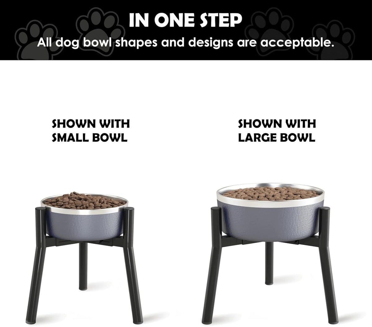 Adjustable Dog Bowl Stand, Tall Elevated Feeder for 7-10.6" Bowls, Metal Single Raised Holder, 11" Tall (Bowl Not Included)