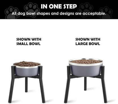 Adjustable Dog Bowl Stand, Tall Elevated Feeder for 7-10.6" Bowls, Metal Single Raised Holder, 11" Tall (Bowl Not Included)