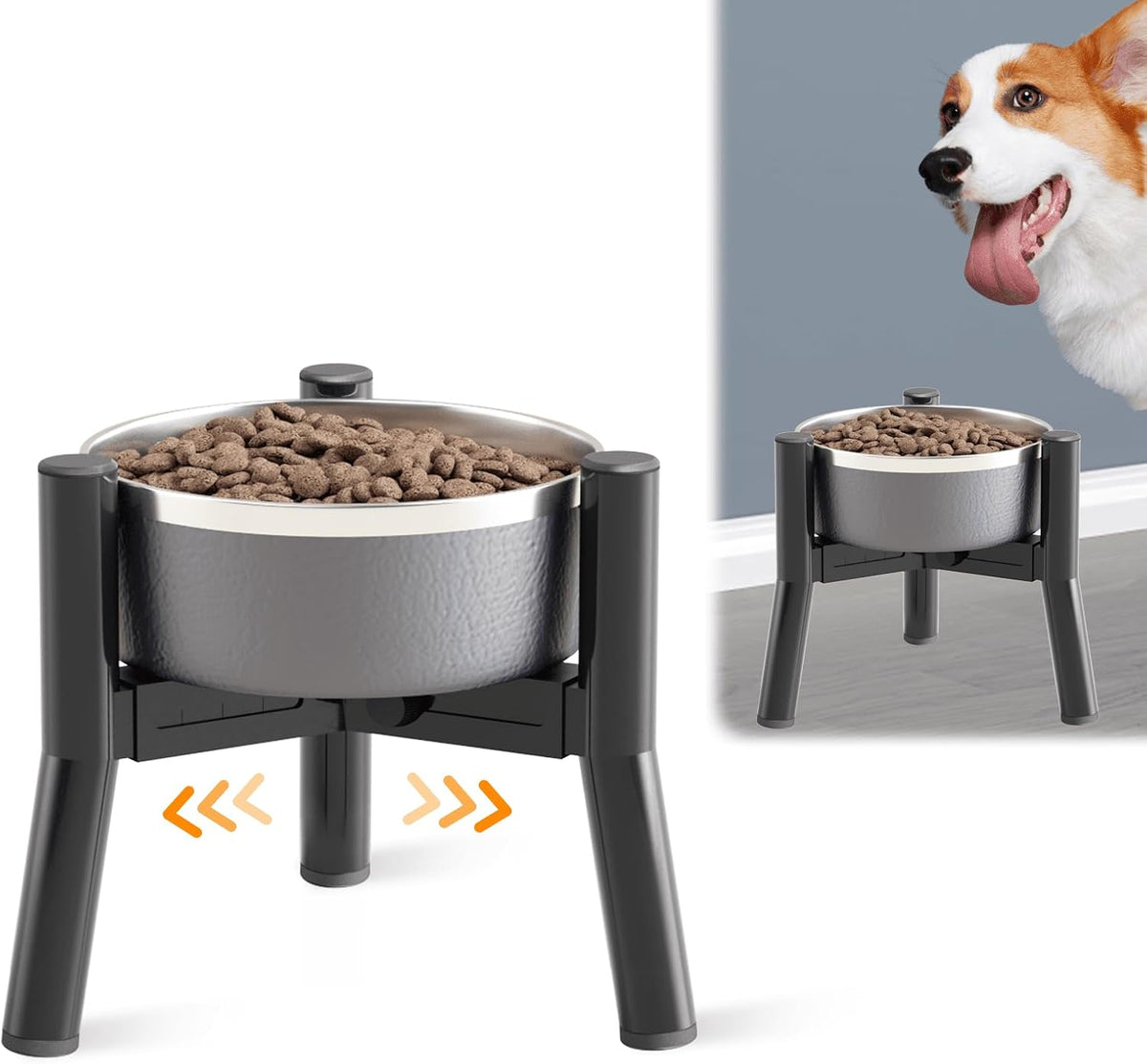 Adjustable Dog Bowl Stand, Tall Elevated Feeder for 7-10.6" Bowls, Metal Single Raised Holder, 11" Tall (Bowl Not Included)