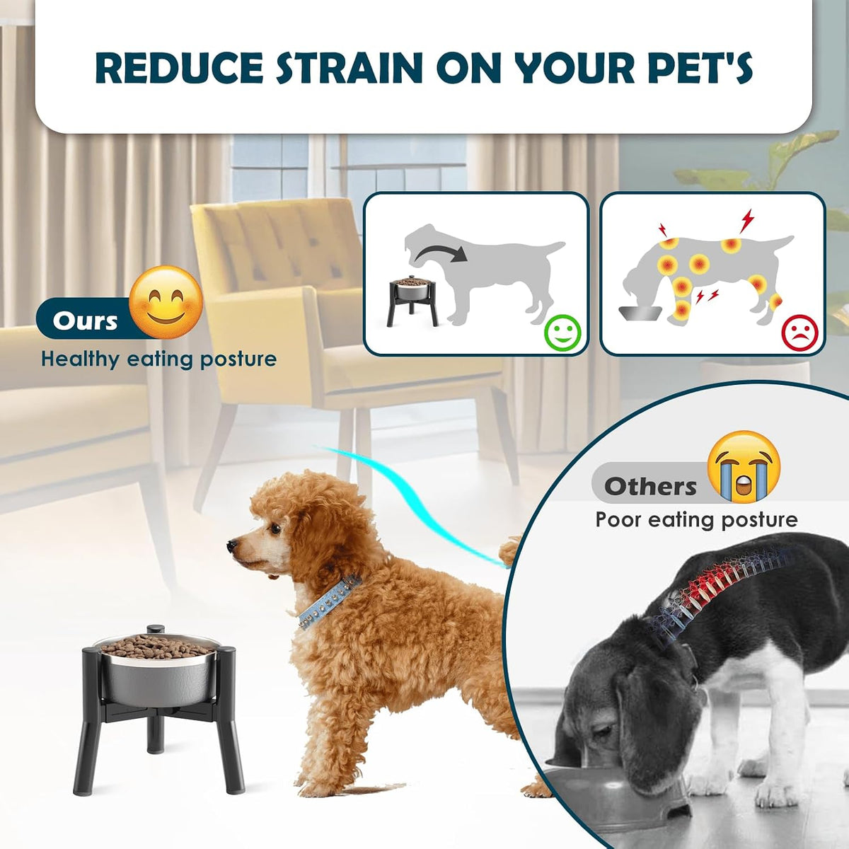 Adjustable Dog Bowl Stand, Tall Elevated Feeder for 7-10.6" Bowls, Metal Single Raised Holder, 11" Tall (Bowl Not Included)
