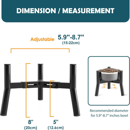 Adjustable Dog Bowl Stand, Tall Elevated Feeder for 7-10.6" Bowls, Metal Single Raised Holder, 11" Tall (Bowl Not Included)