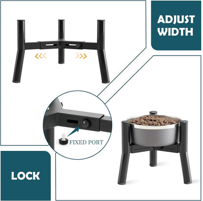 Adjustable Dog Bowl Stand, Tall Elevated Feeder for 7-10.6" Bowls, Metal Single Raised Holder, 11" Tall (Bowl Not Included)