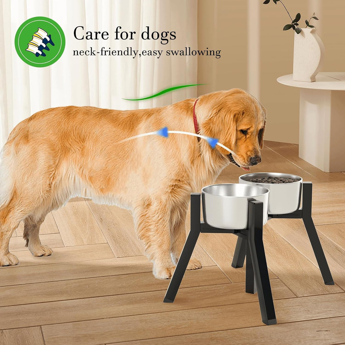 Adjustable Dog Bowl Stand, Tall Elevated Feeder for 7-10.6" Bowls, Metal Single Raised Holder, 11" Tall (Bowl Not Included)
