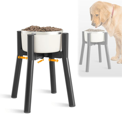 Adjustable Dog Bowl Stand, Tall Elevated Feeder for 7-10.6" Bowls, Metal Single Raised Holder, 11" Tall (Bowl Not Included)