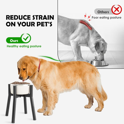 Adjustable Dog Bowl Stand, Tall Elevated Feeder for 7-10.6" Bowls, Metal Single Raised Holder, 11" Tall (Bowl Not Included)