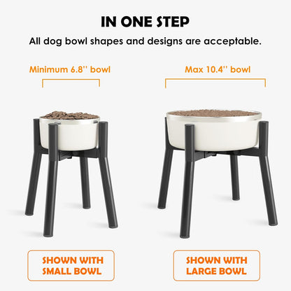 Adjustable Dog Bowl Stand, Tall Elevated Feeder for 7-10.6" Bowls, Metal Single Raised Holder, 11" Tall (Bowl Not Included)