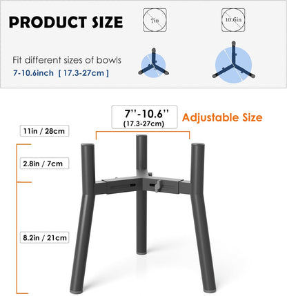 Adjustable Dog Bowl Stand, Tall Elevated Feeder for 7-10.6" Bowls, Metal Single Raised Holder, 11" Tall (Bowl Not Included)