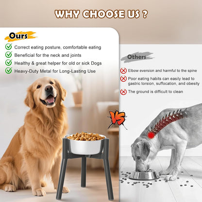 Adjustable Dog Bowl Stand, Tall Elevated Feeder for 7-10.6" Bowls, Metal Single Raised Holder, 11" Tall (Bowl Not Included)