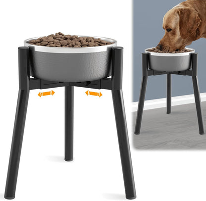 Adjustable Dog Bowl Stand, Tall Elevated Feeder for 7-10.6" Bowls, Metal Single Raised Holder, 11" Tall (Bowl Not Included)