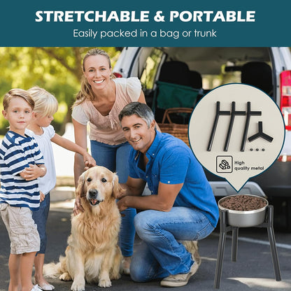 Adjustable Dog Bowl Stand, Tall Elevated Feeder for 7-10.6" Bowls, Metal Single Raised Holder, 11" Tall (Bowl Not Included)