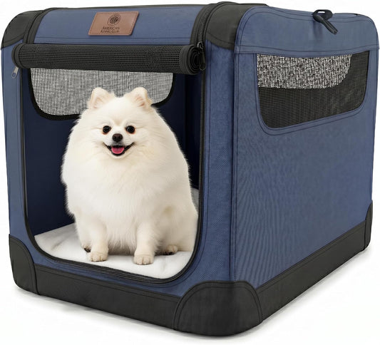 AKC Soft-Sided Dog Travel Crate, Folding Portable Kennel, Small