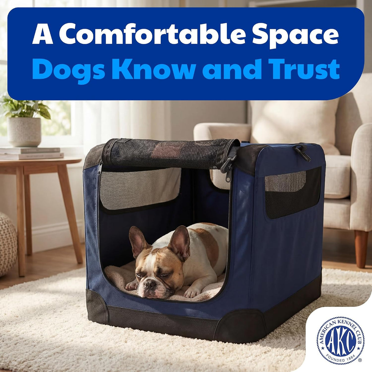 AKC Soft-Sided Dog Travel Crate, Folding Portable Kennel, Small