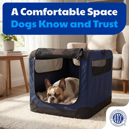 AKC Soft-Sided Dog Travel Crate, Folding Portable Kennel, Small
