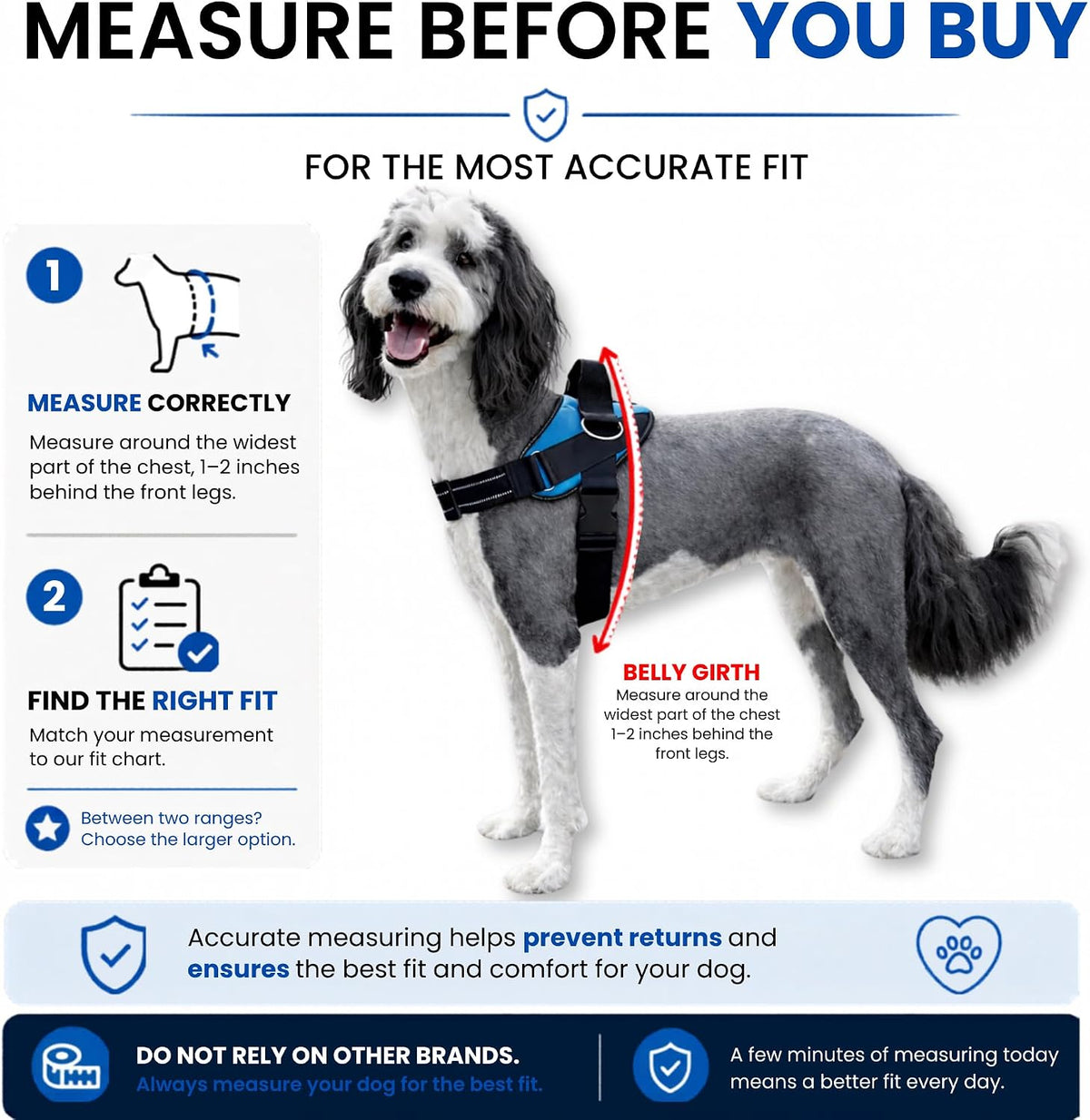 Essential Dog Harness, No-Pull Pet Vest (Oceanic Blue,S) | 3 Leash Clips, Easy On, No-Choke, Reflective, Adjustable Fit, Padded Comfort, Control Handle, For Small, Medium & Large Dogs
