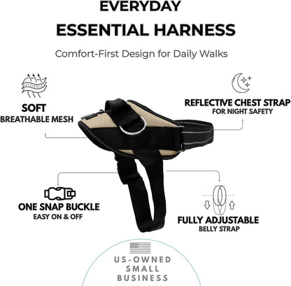 Essential Dog Harness, No-Pull Pet Vest (Oceanic Blue,S) | 3 Leash Clips, Easy On, No-Choke, Reflective, Adjustable Fit, Padded Comfort, Control Handle, For Small, Medium & Large Dogs