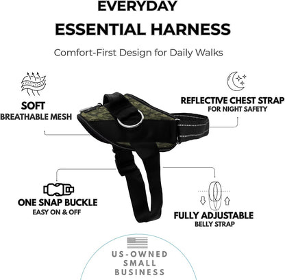 Essential Dog Harness, No-Pull Pet Vest (Oceanic Blue,S) | 3 Leash Clips, Easy On, No-Choke, Reflective, Adjustable Fit, Padded Comfort, Control Handle, For Small, Medium & Large Dogs