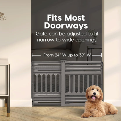 Pet Gate, Adjustable Width, Gray