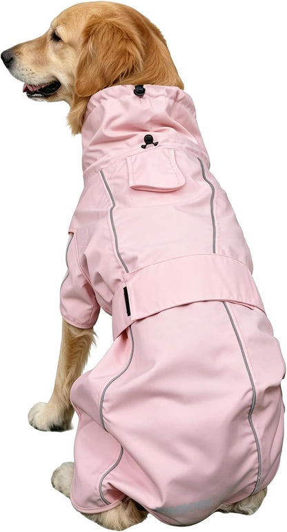 Waterproof Dog Raincoat, Adjustable Lightweight Dog Rain Jacket with Reflective Strip Leash Hole for Small Medium Large Dogs (Pink, Small(9-13lb))