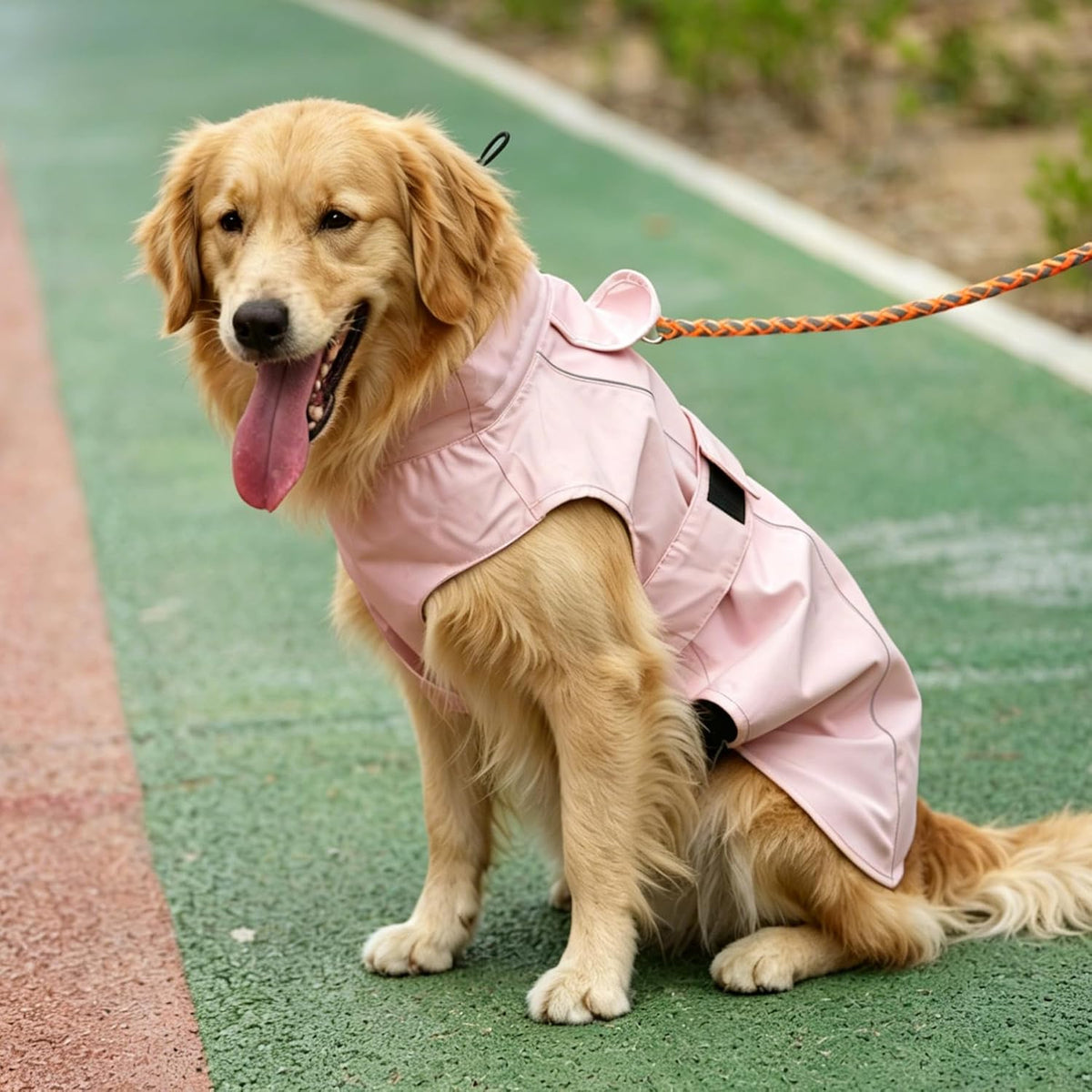 Waterproof Dog Raincoat, Adjustable Lightweight Dog Rain Jacket with Reflective Strip Leash Hole for Small Medium Large Dogs (Pink, Small(9-13lb))