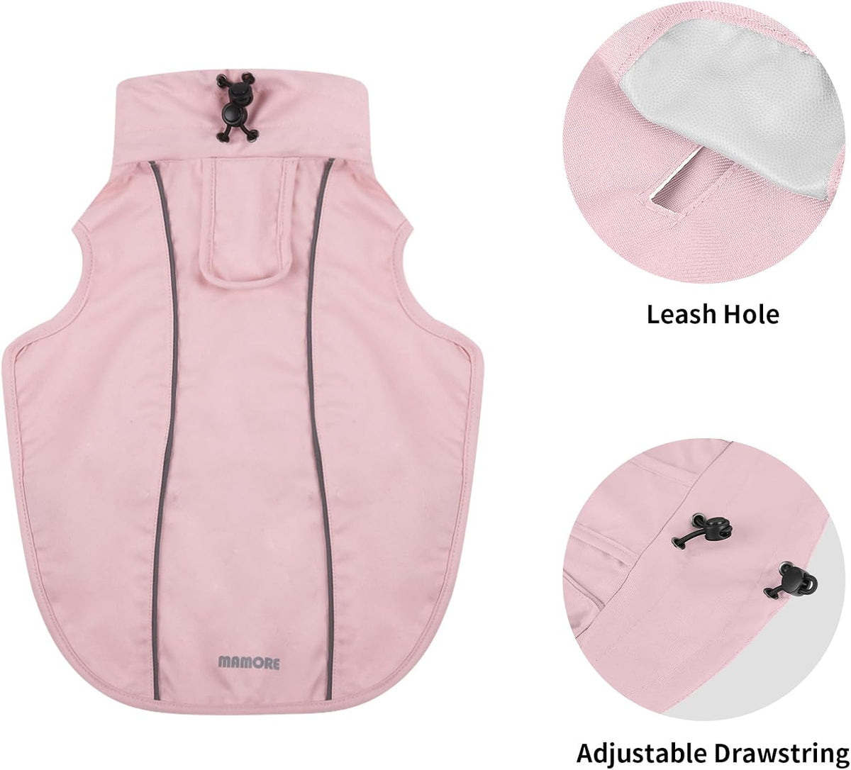 Waterproof Dog Raincoat, Adjustable Lightweight Dog Rain Jacket with Reflective Strip Leash Hole for Small Medium Large Dogs (Pink, Small(9-13lb))