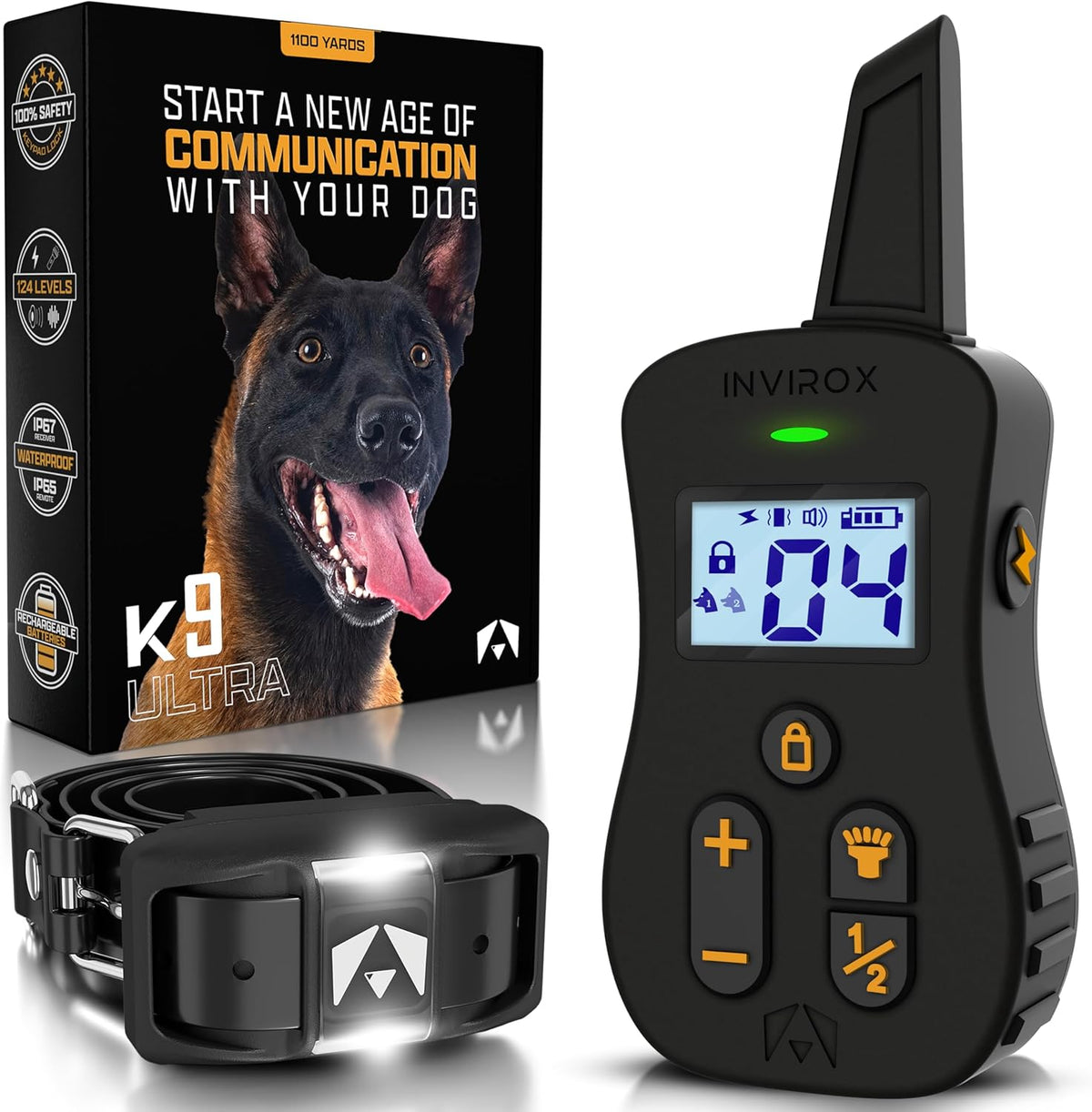 Ultra K9 Dog Training Collar with Remote, 124 Levels E Collar