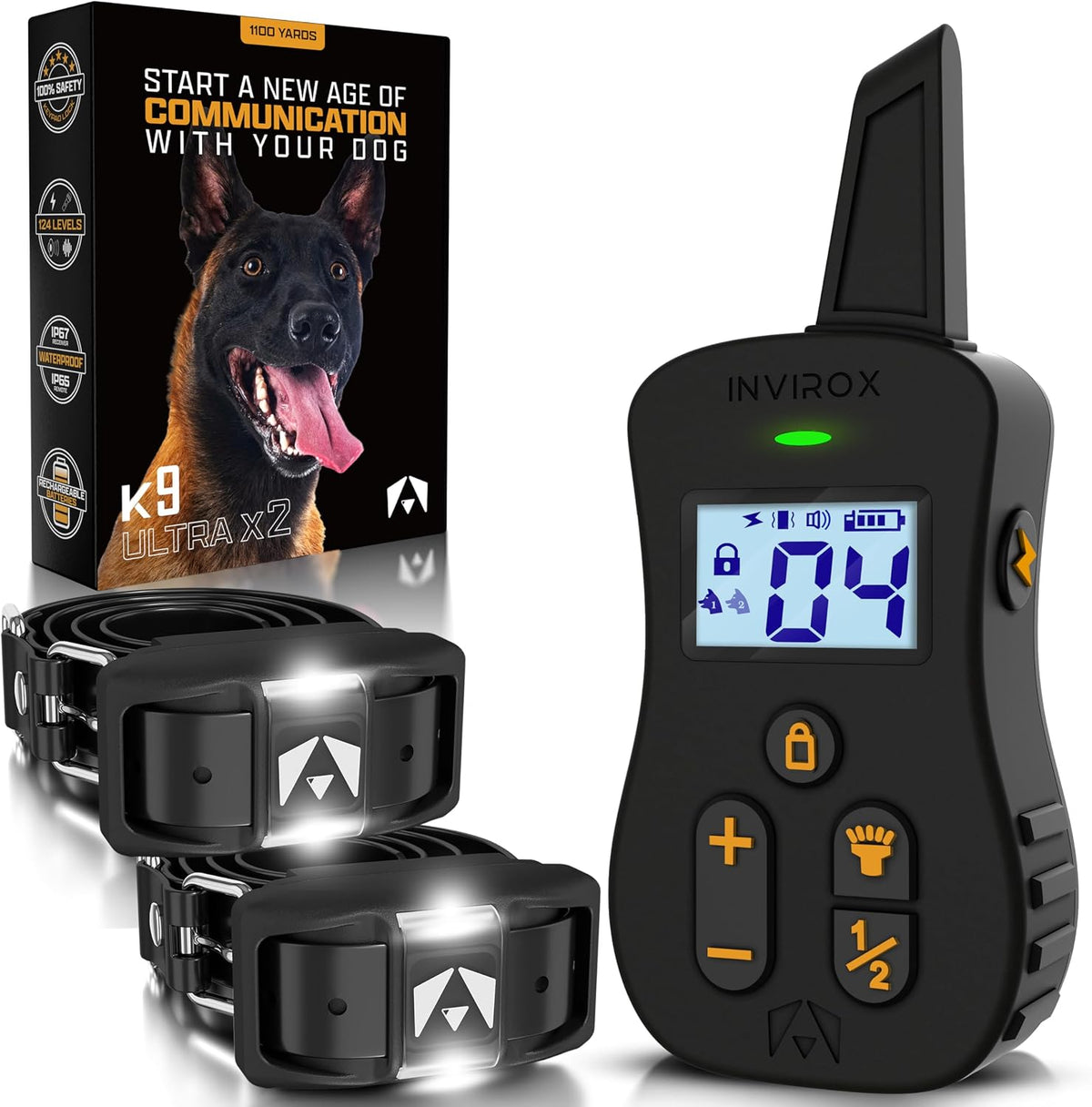 Ultra K9 Dog Training Collar with Remote, 124 Levels E Collar