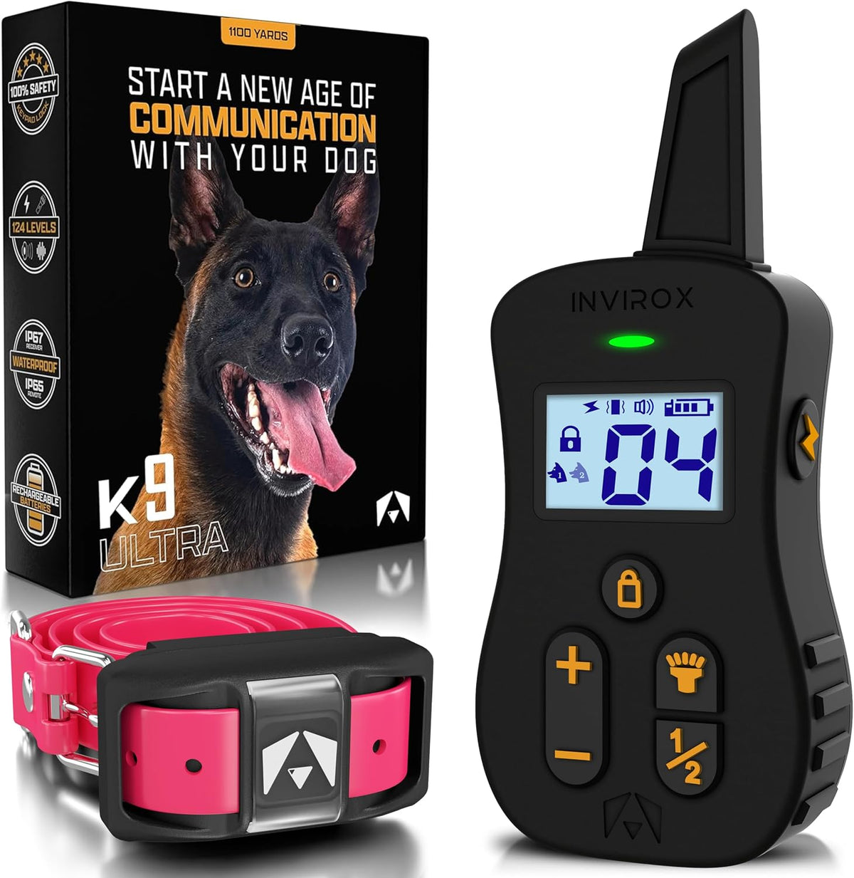 Ultra K9 Dog Training Collar with Remote, 124 Levels E Collar