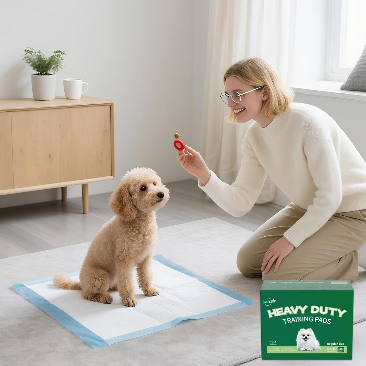 Heavy Duty Puppy Pee Pads 22"x23"-100 Count | Dog Pee Training Pads Super Absorbent & Leak-Proof | Disposable Pet Piddle and Potty Pads for Puppies | Dogs | Doggie| Cats | Rabbits