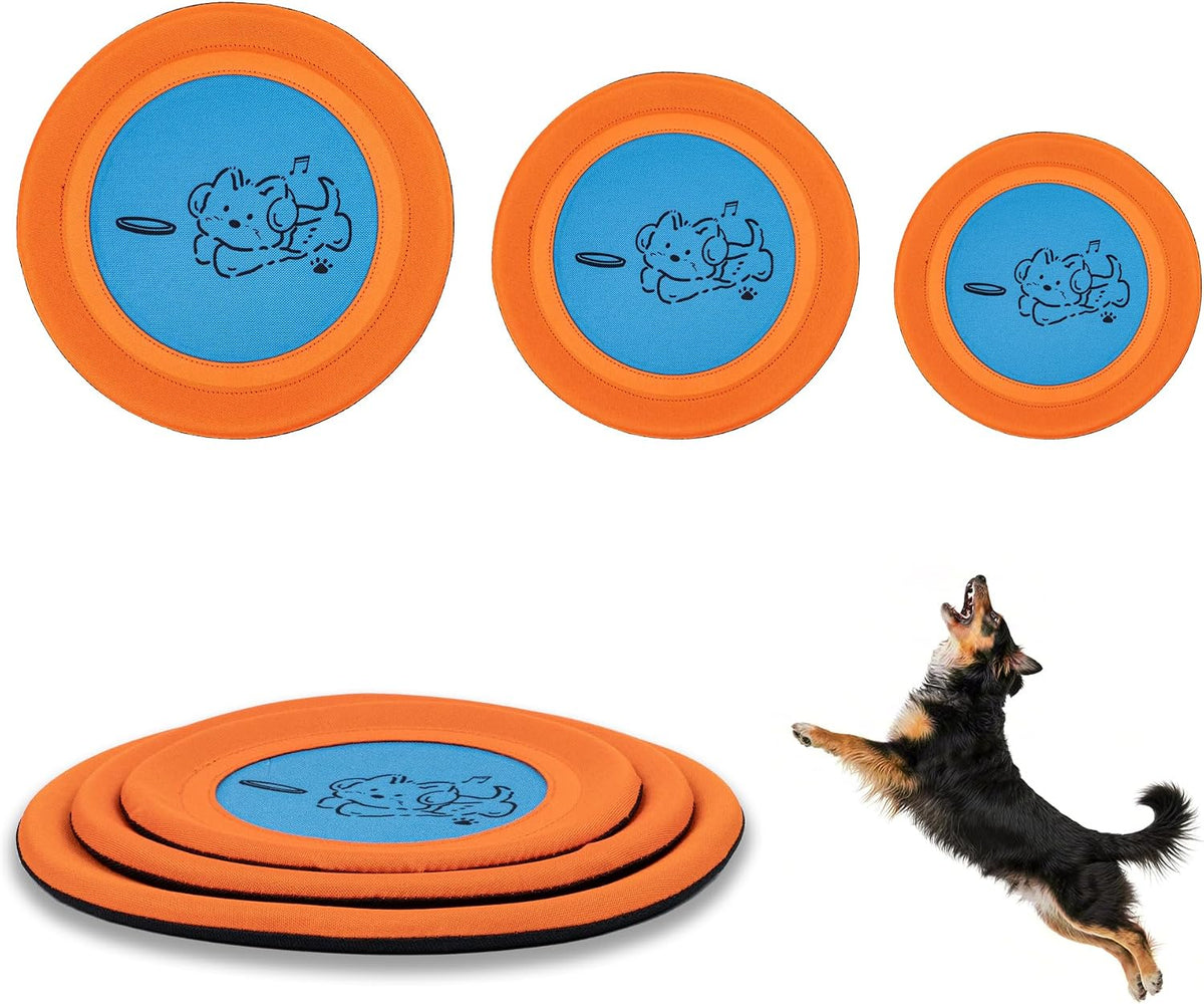 3 Packs Nylon Interactive Dog Flying Disc - Floating Dog Toys for Aggressive chewers - Water Toys for Dogs (Blue and Yellow)