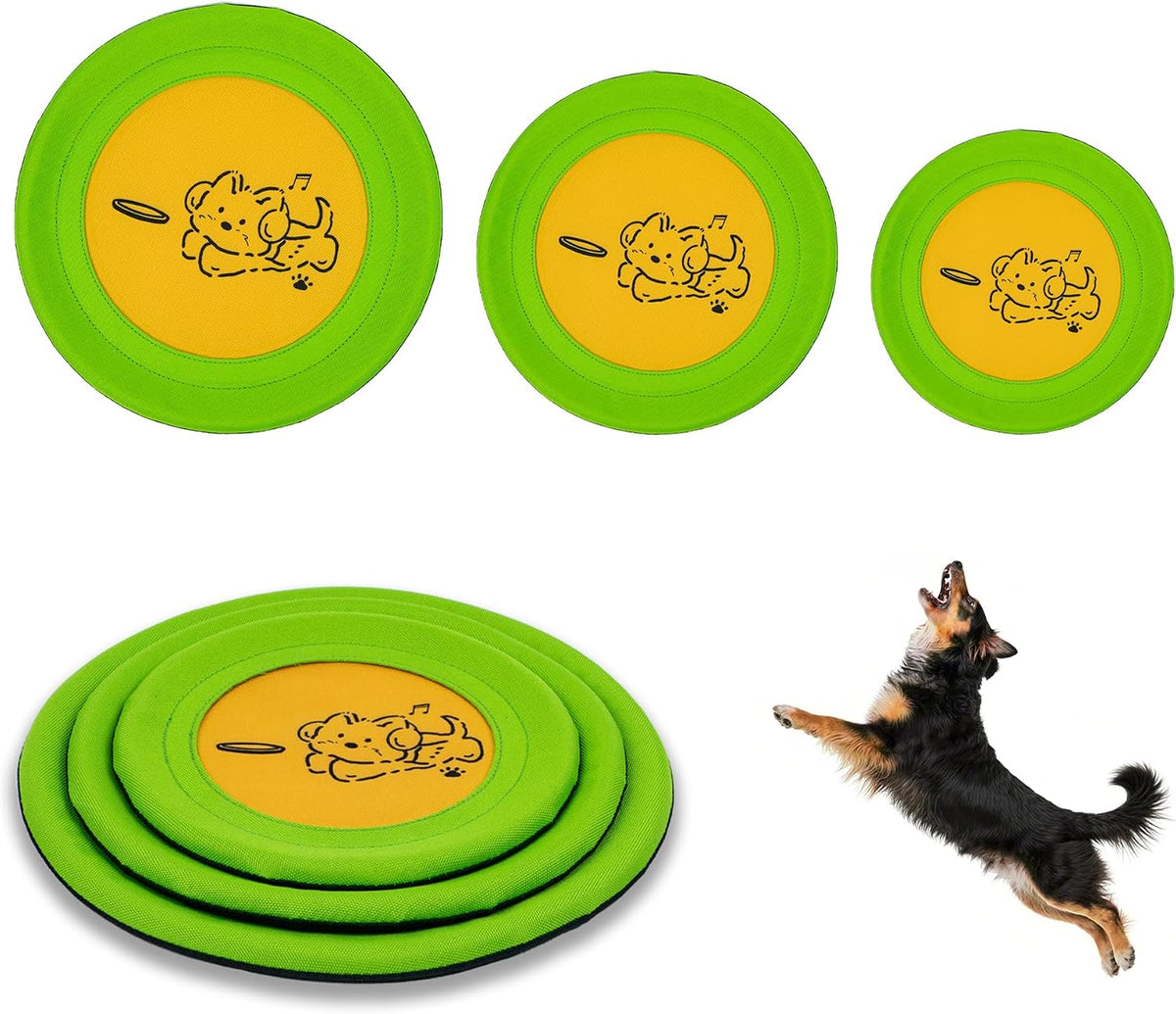 3 Packs Nylon Interactive Dog Flying Disc - Floating Dog Toys for Aggressive chewers - Water Toys for Dogs (Blue and Yellow)