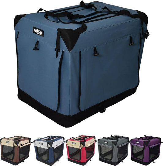 4-Door Folding Soft Dog Crate with Curtains (2-Year Warranty)