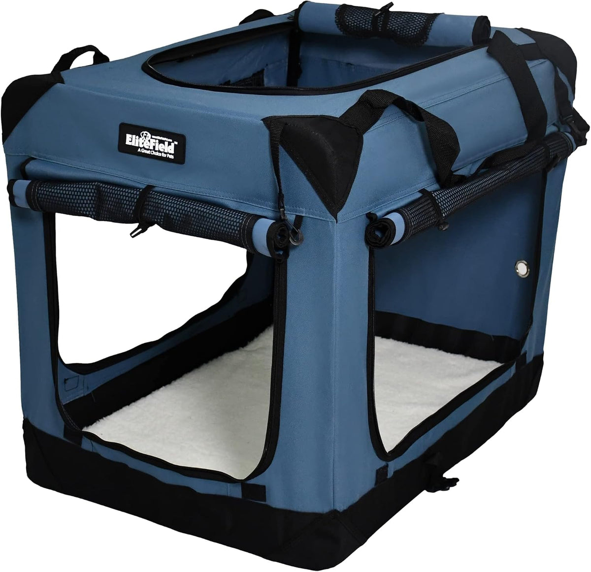 4-Door Folding Soft Dog Crate with Curtains (2-Year Warranty)