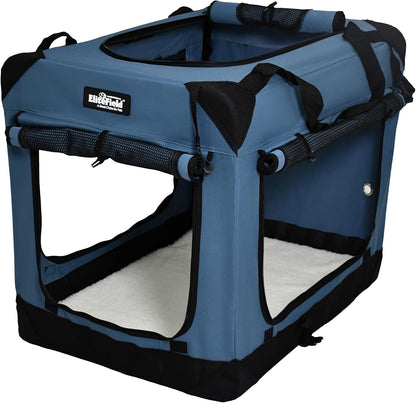4-Door Folding Soft Dog Crate with Curtains (2-Year Warranty)
