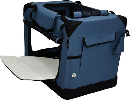 4-Door Folding Soft Dog Crate with Curtains (2-Year Warranty)