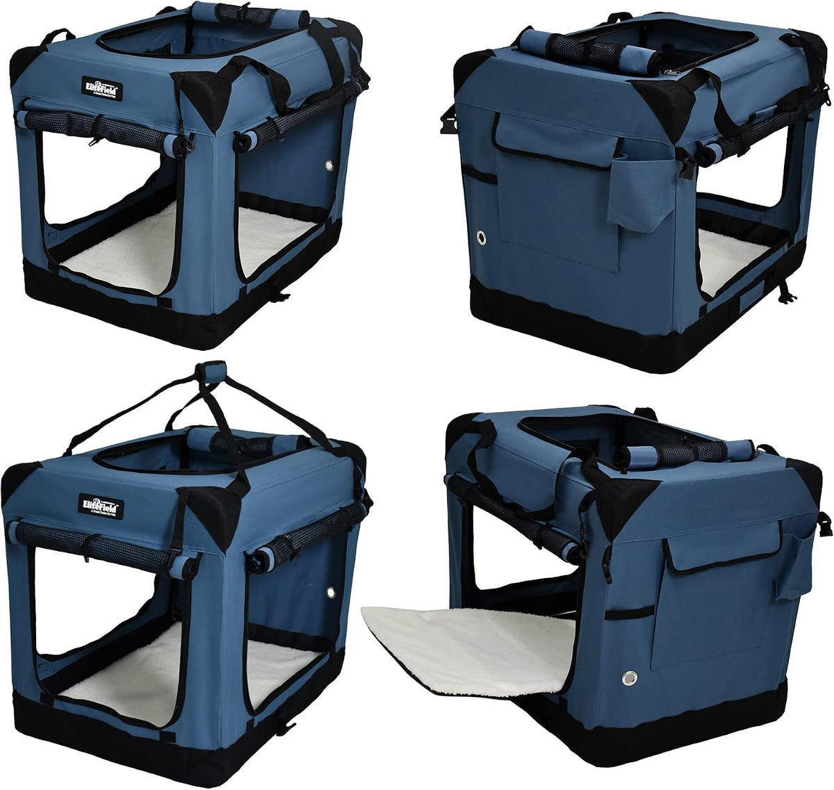 4-Door Folding Soft Dog Crate with Curtains (2-Year Warranty)