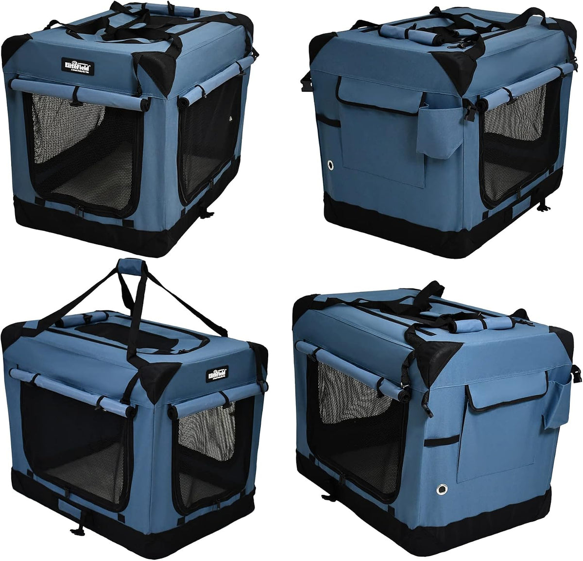 4-Door Folding Soft Dog Crate with Curtains (2-Year Warranty)
