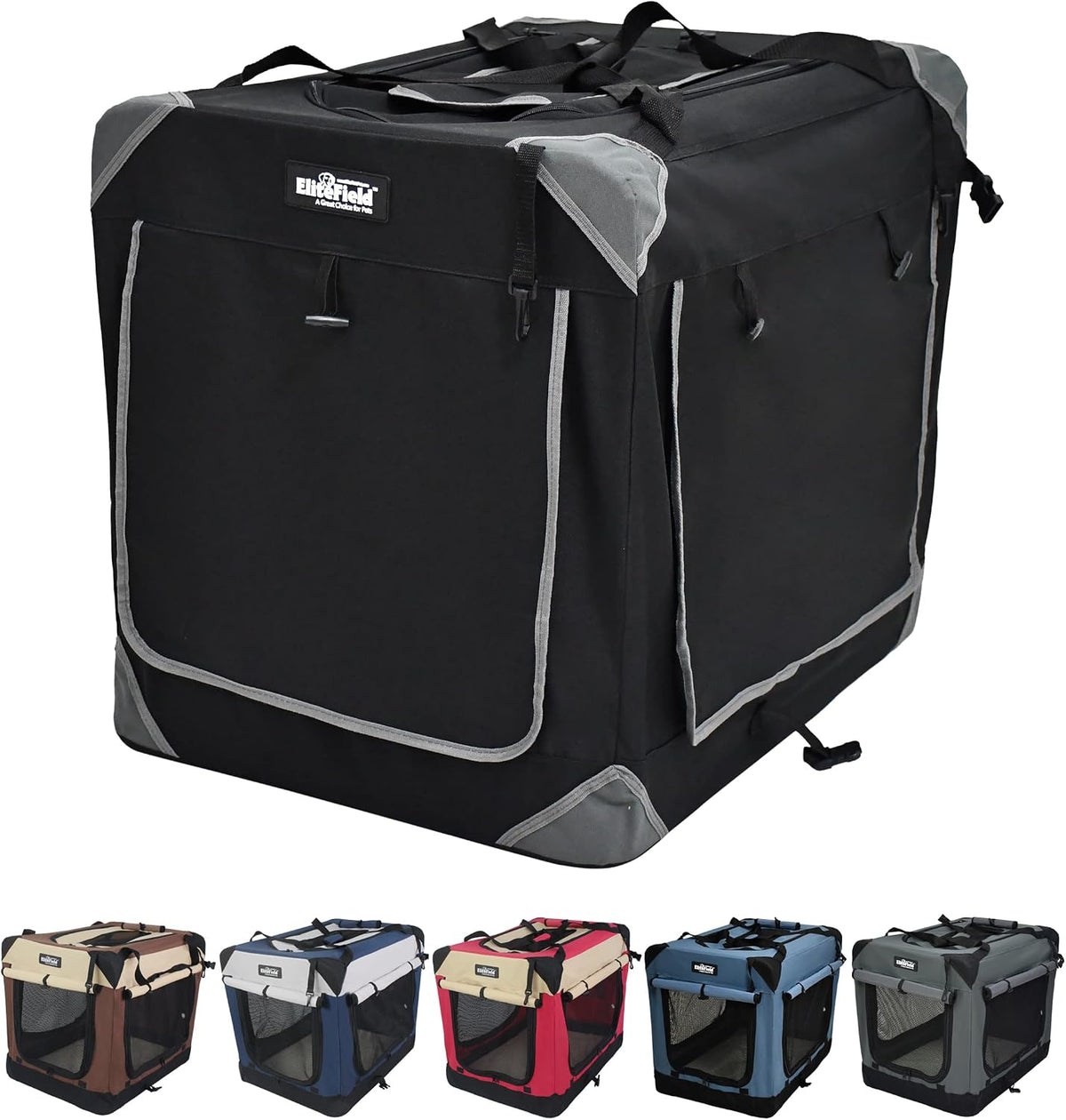 4-Door Folding Soft Dog Crate with Curtains (2-Year Warranty)